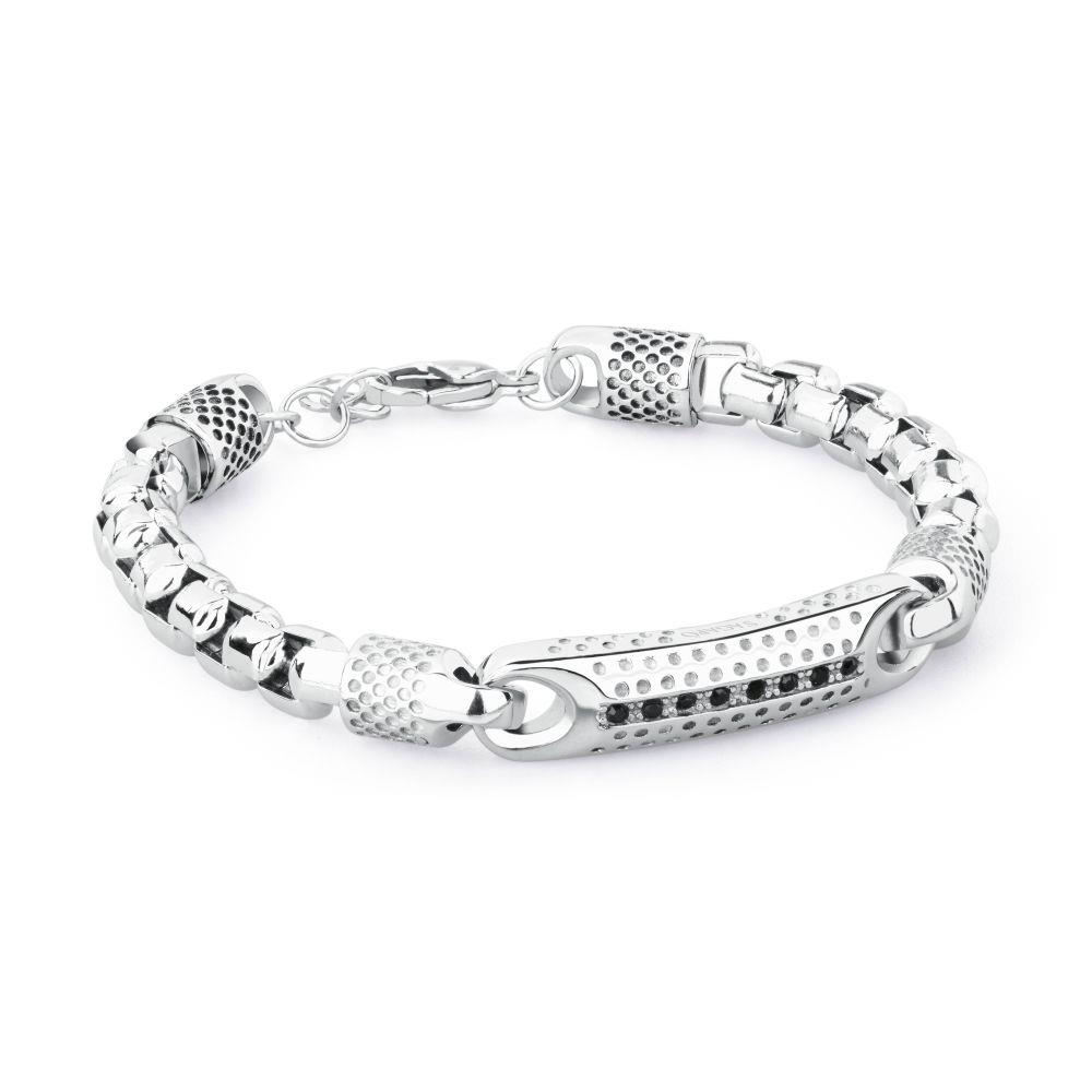 BRACCIALE GROUND IN ACCIAIO CON CRISTALLI - S