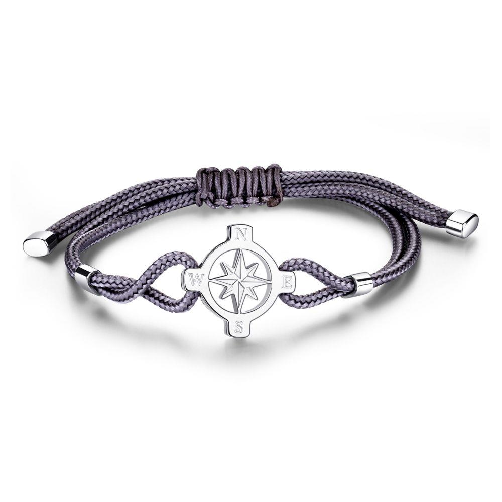 BRACCIALE ROSA DEI VENTI CORDINO GRIGIO - S