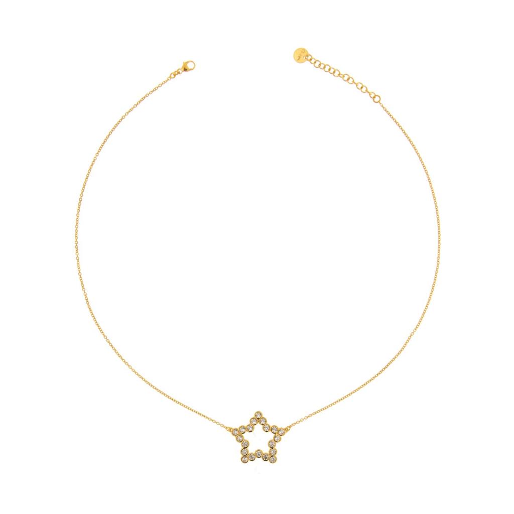 COLLANA CON CASTONE STELLA CENTRALE COLORE GOLD - RUE DES MILLE