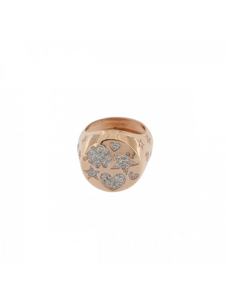 ANELLO SCUDO PAV&Egrave; ZIRCONI BIANCHI - RUE DES MILLE
