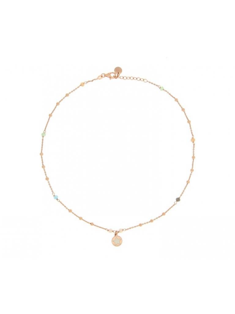 GIROCOLLO CATENELLA CON PALLINE PIETRE E MEDAGLIETTA CON STELLA CENTRALE - RUE DES MILLE