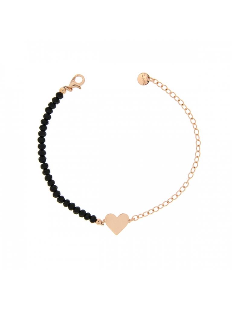 BRACCIALETTO CATENELLA CON CUORE E PIETRE NERE - RUE DES MILLE