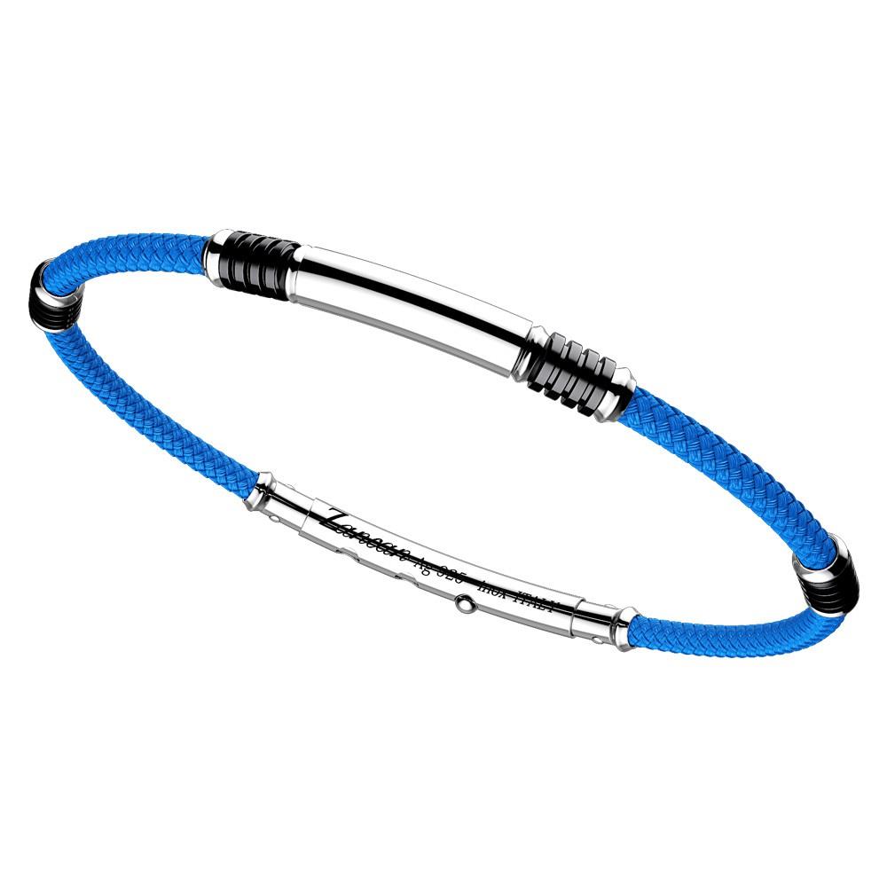 BRACCIALE IN ARGENTO E KEVLAR COLORATO AZZURRO - ZANCAN