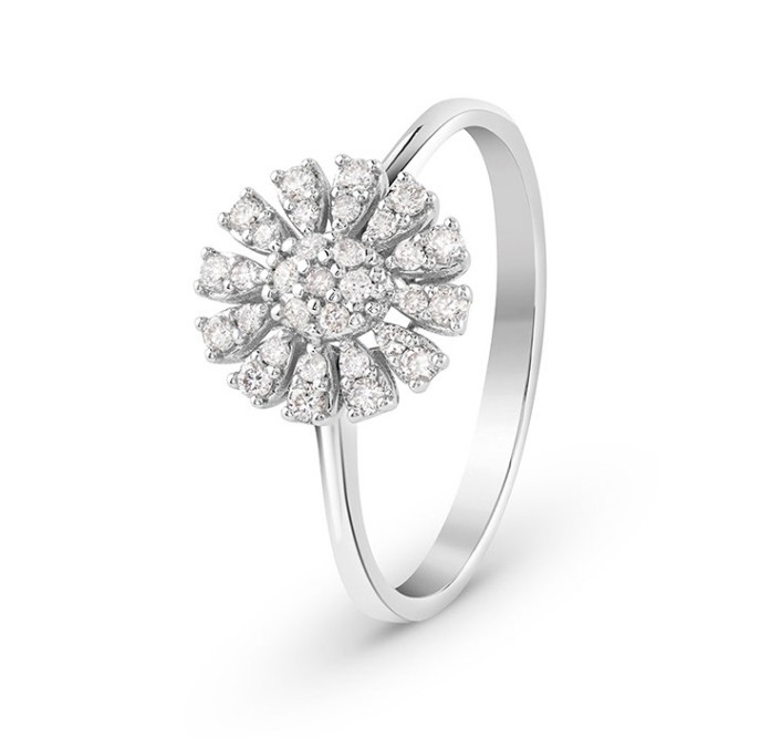 ANELLO IN ORO BIANCO E DIAMANTI GIRASOLE - BLISS