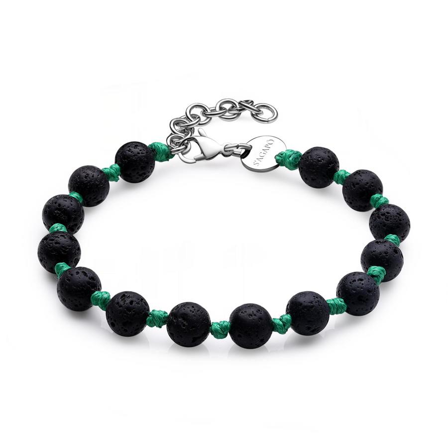 BRACCIALE RIOT IN ACCIAIO 316L, CORDINO CERATO VER - S