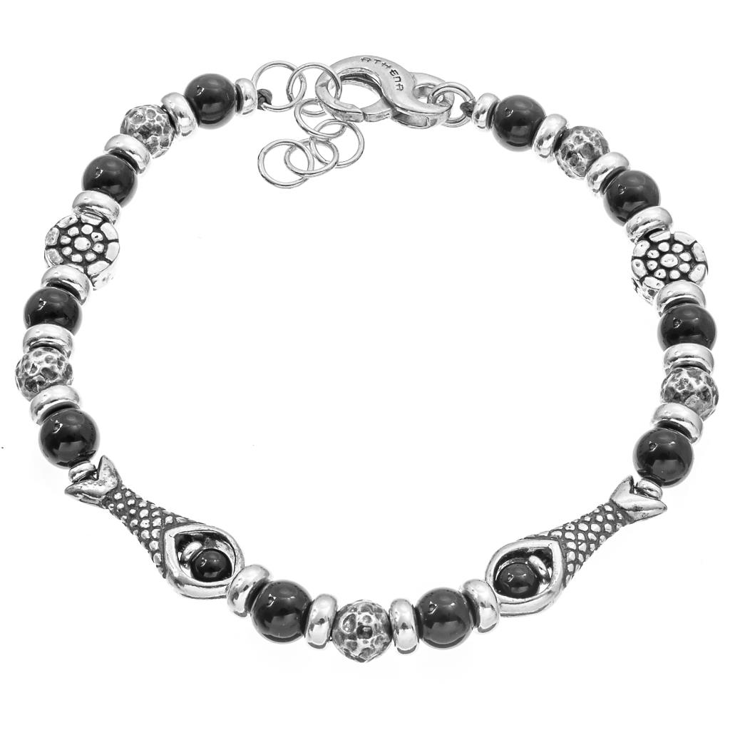 Elementi &ndash; bracciale in argento brunito e pietre - ATHENA 