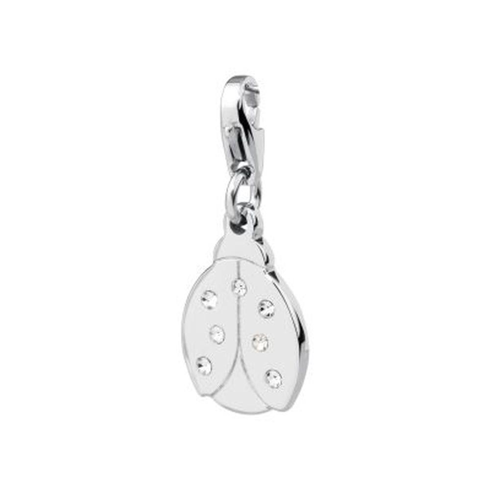 CHARM COCCINELLA BIANCA CON ZIRCONI BIANCHI - S