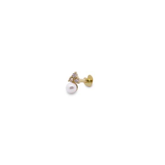 PIERCING HELIX TRIANGOLO PERLA E DIAMANTI LAB GROWN - ORO18KT RUE DES MILLE - RUE DES MILLE