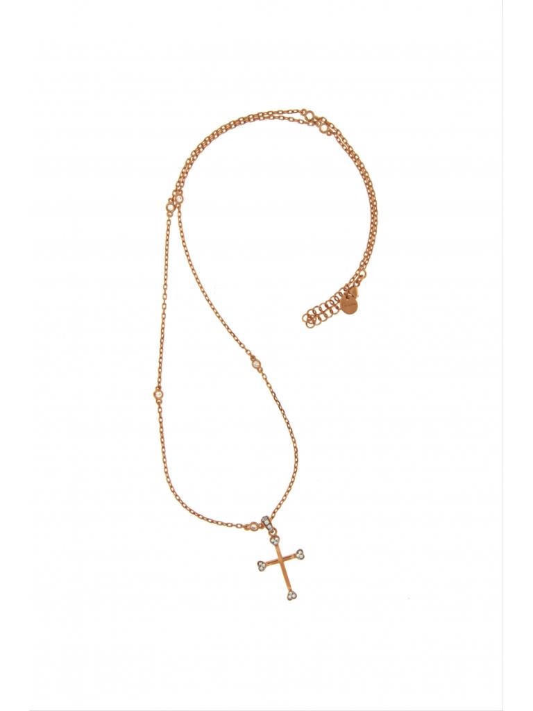 GIROCOLLO 45 CM CON CIONDOLO CROCE E ZIRCONI - RUE DES MILLE