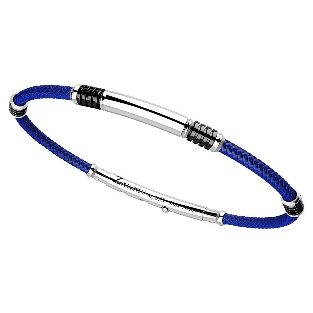 BRACCIALE IN ARGENTO E KEVLAR COLORATO BLU - ZANCAN