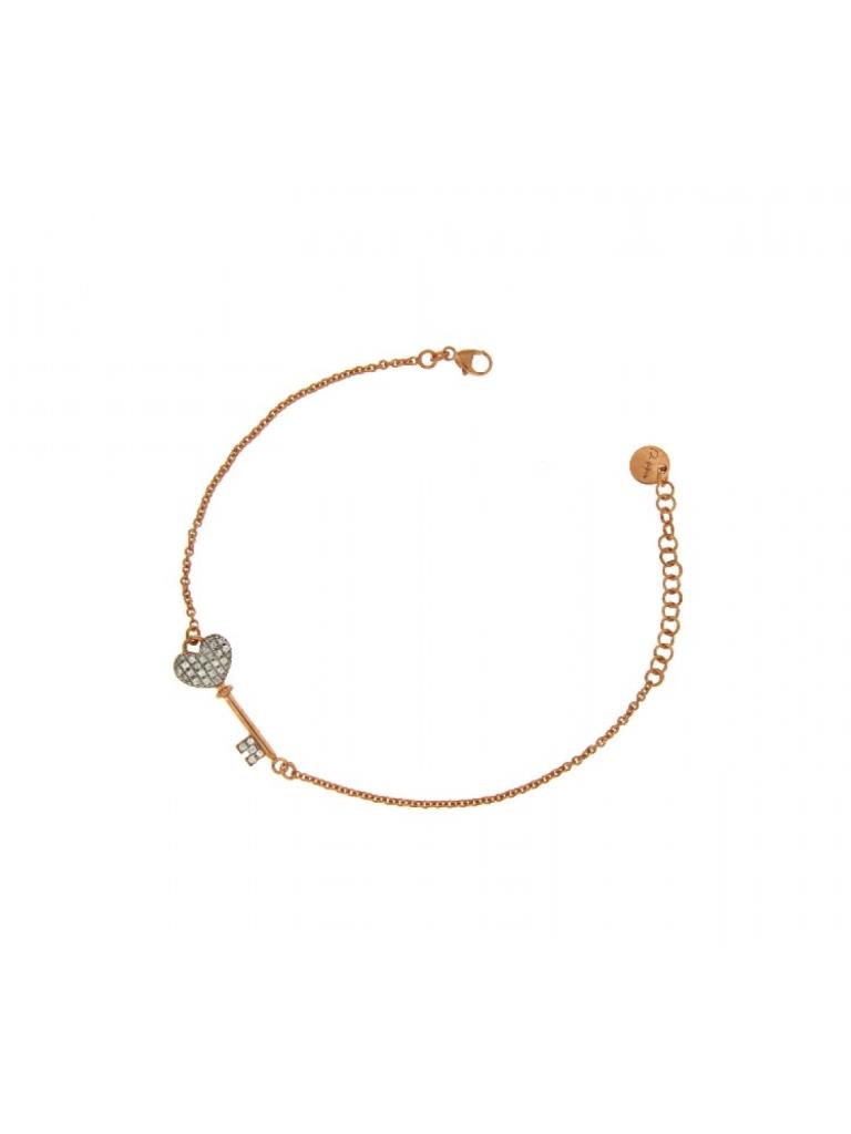 BRACCIALE CATENELLA CON CHIAVE CENTRALE CON ZIRCONI BIANCHI - RUE DES MILLE