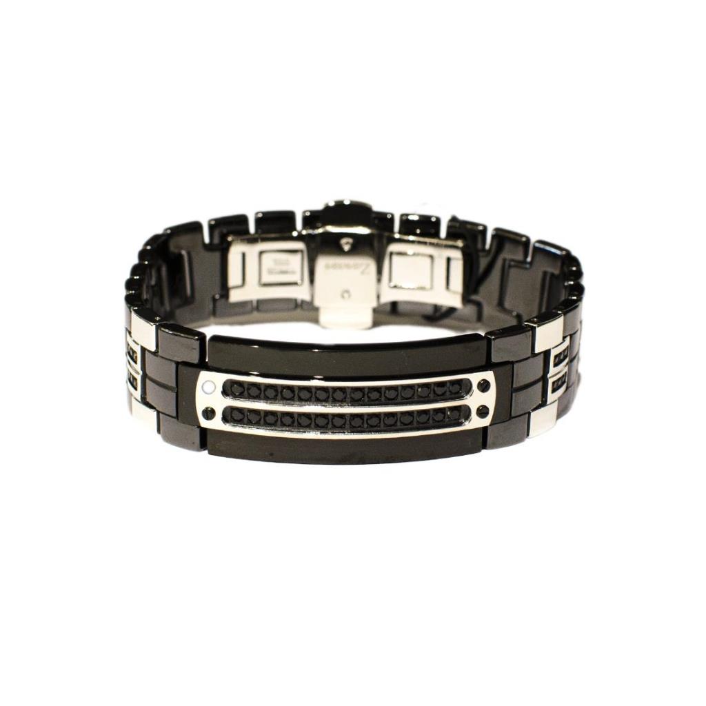 BRACCIALE IN ACCIAIO CERAMICA E SPINELLI NERI - ZANCAN