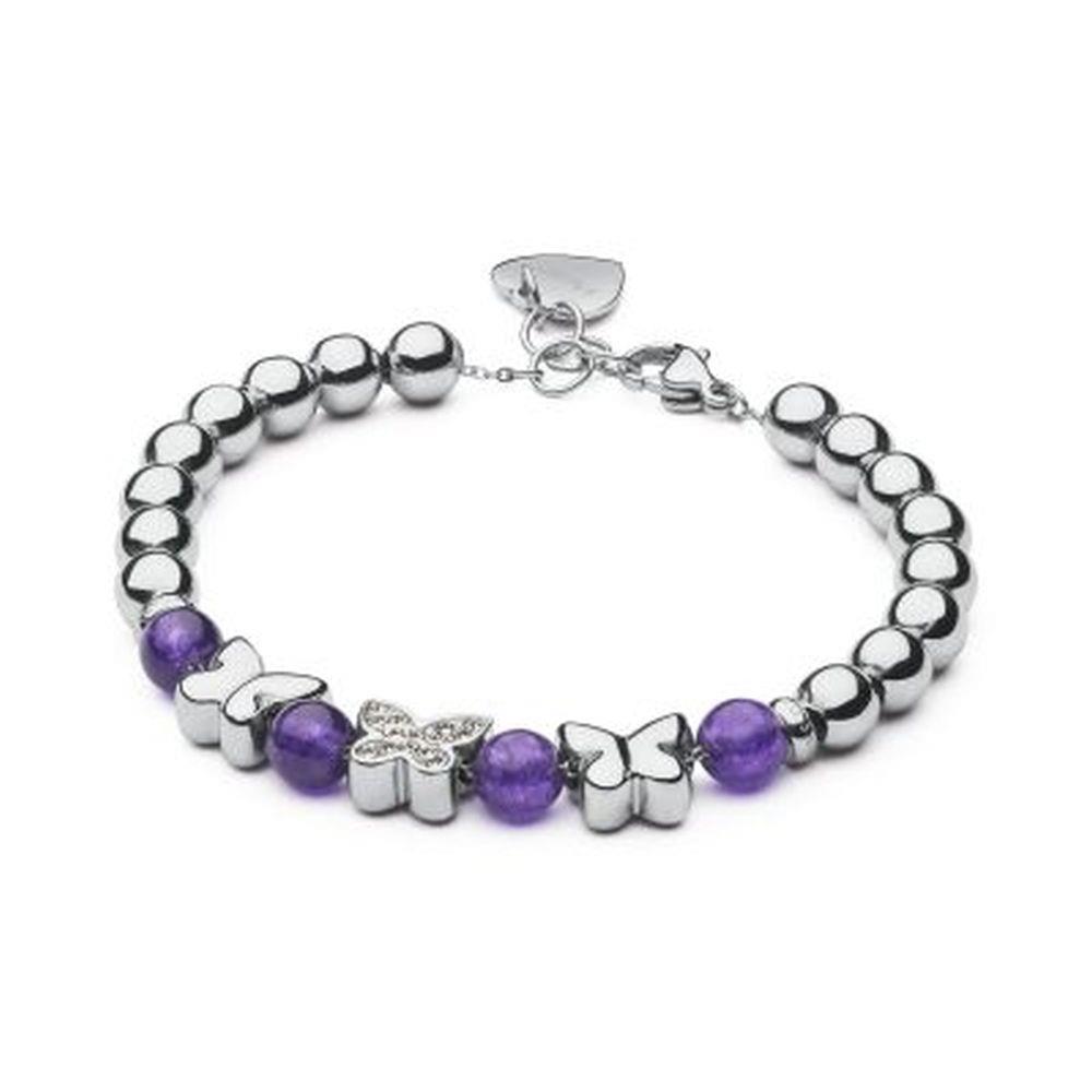 BRACCIALE BONJOUR FARFALLE CON PIETRE VIOLA - S