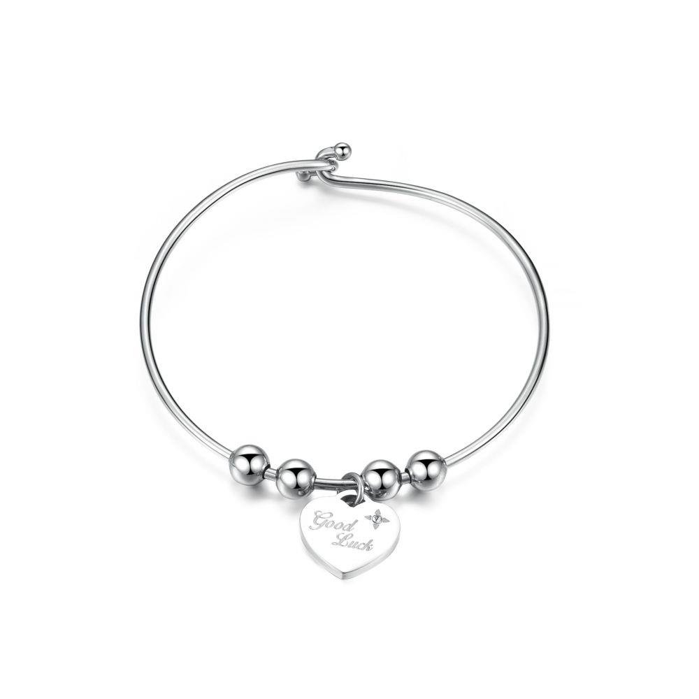BRACCIALE RIGIDO CON CUORE GOOD LUCK - S