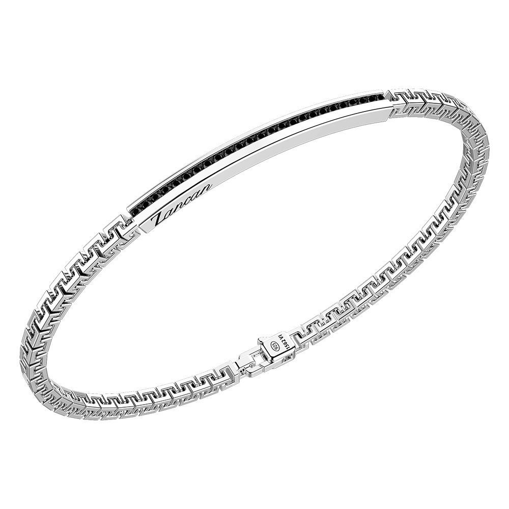 BRACCIALE IN ARGENTO CON MAGLIE CUBICHE E SPINELLI NERI - ZANCAN