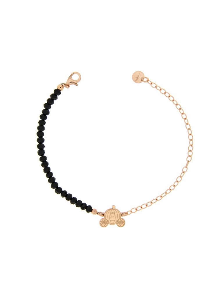 BRACCIALETTO CATENELLA CON CARROZZA E PIETRE NERE - RUE DES MILLE
