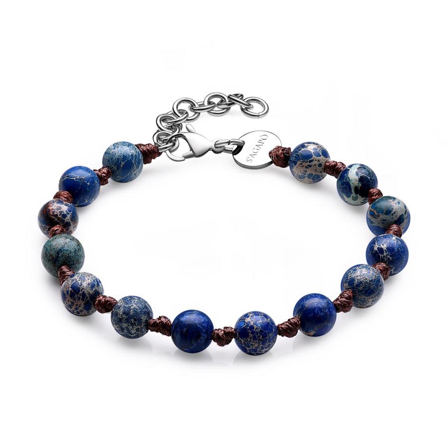 BRACCIALE RIOT IN ACCIAIO 316L, CORDINO CERATO MAR - S