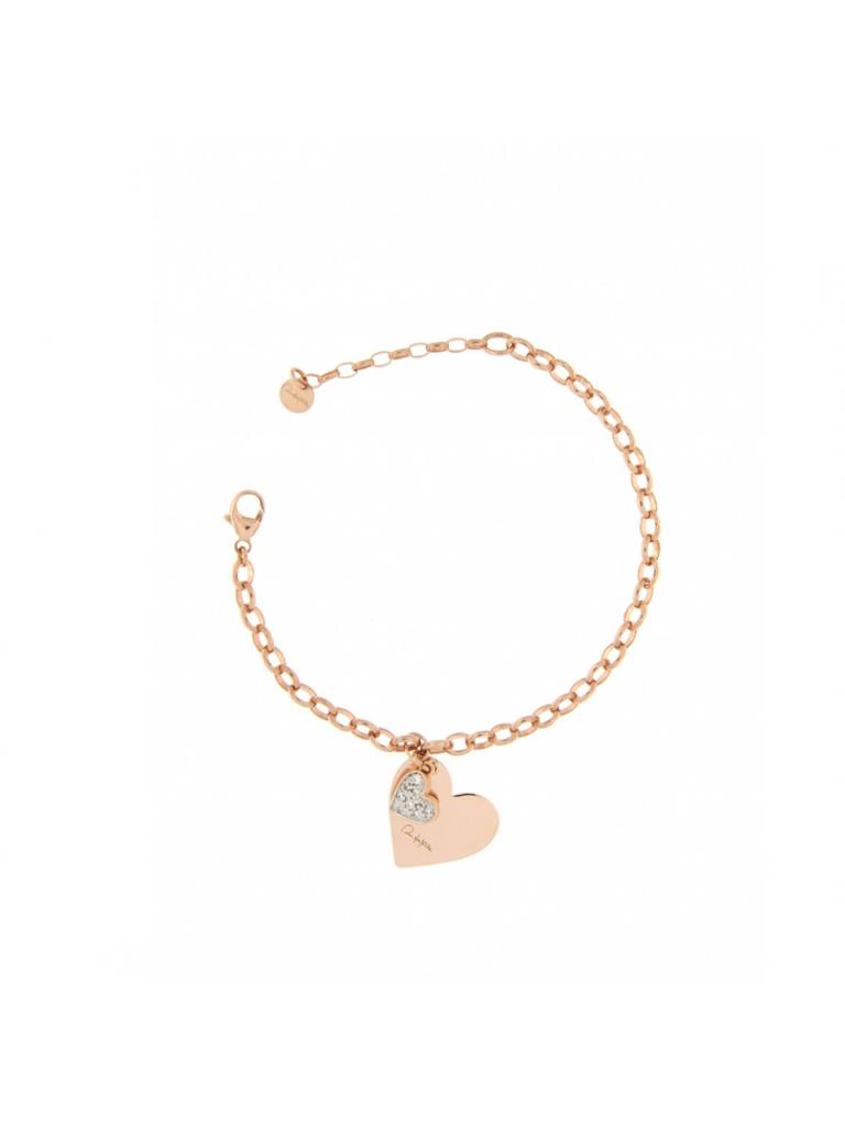 BRACCIALE ROL&Ograve; CON DOPPIO CUORE LASTRA/ZIRCONE - RUE DES MILLE