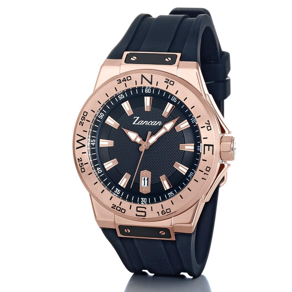 KOMPASTEMPO ZANCAN - OROLOGIO NERO E ROSA SOLO TEMPO DA UOMO CON DATARIO - ZANCAN