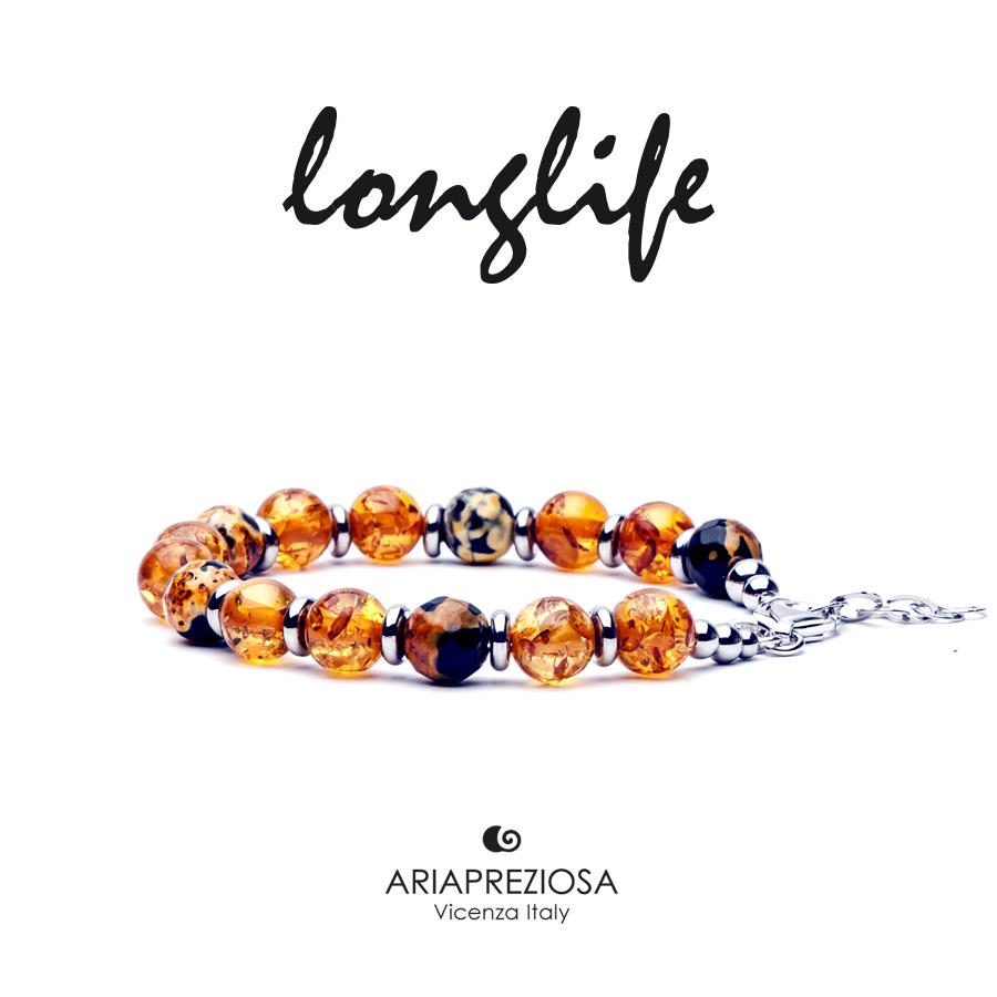 BRACCIALE LONGLIFE PIETRE NATURALI + EMATITE - TAMASHII