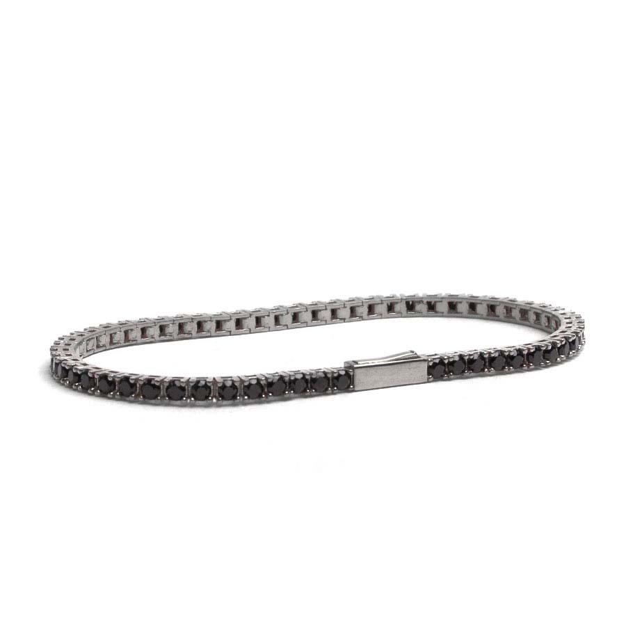 BRACCIALE TENNIS IN ARGENTO CON ZIRCONI NERI 2,5 MM   - JIMMY O