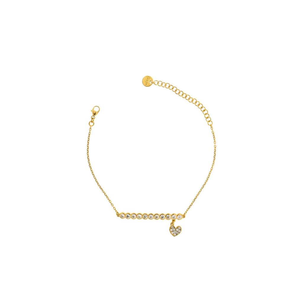 BRACCIALE CON CASTONI E CUORE CENTRALE COLORE GOLD - RUE DES MILLE