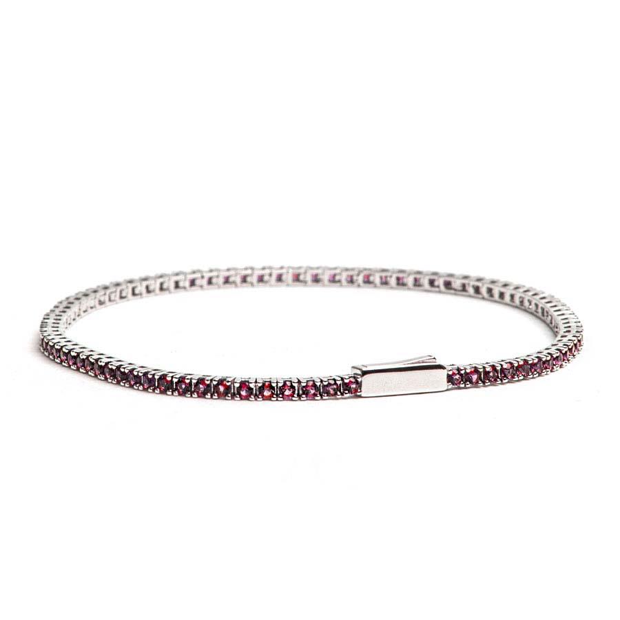 BRACCIALE TENNIS IN ARGENTO CON ZIRCONI ROSSI 1,75 - JIMMY O