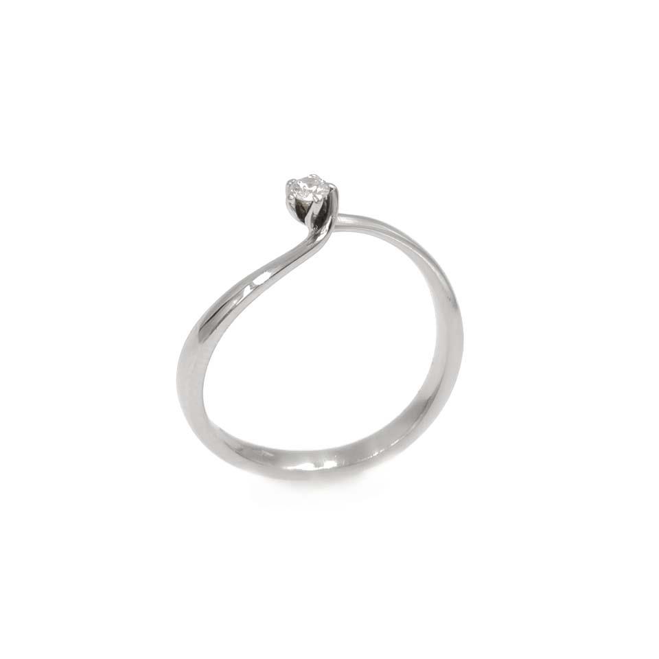 ANELLO SOLITARIO IN ORO BIANCO CT. 0,05 - JIMMY O