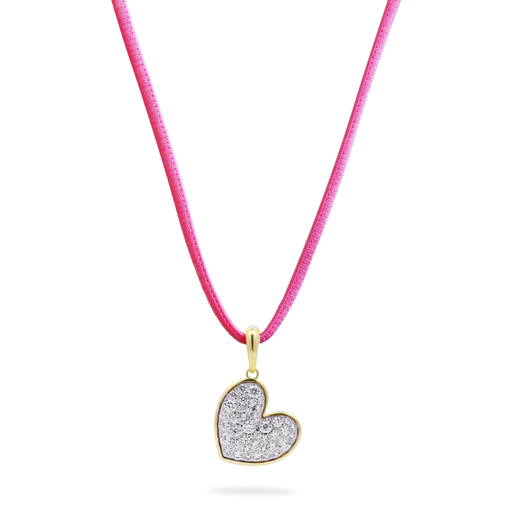 CIONDOLO CON CHOKER ROSA CUORE PAVÈ OVERSIZED - STARDUST TEN - RUE DES MILLE