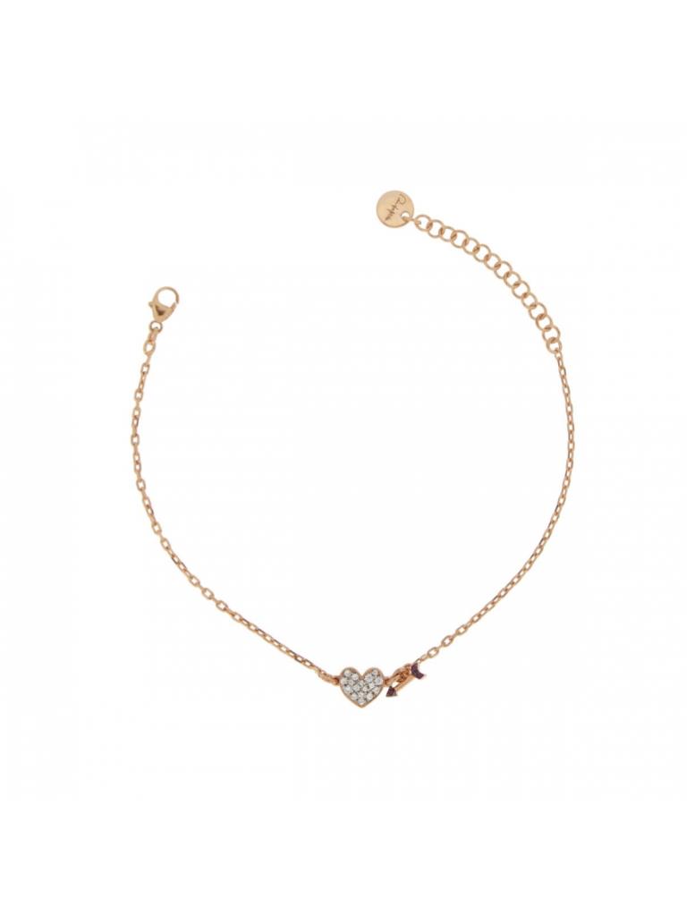 BRACCIALE CUORE ZIRCONI BIANCHI E FRECCIA ZIRCONI COLORATI - RUE DES MILLE