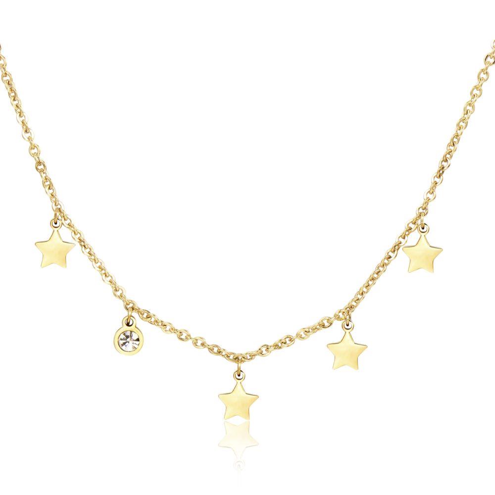 COLLANA GOLD CON STELLINE E CRISTALLO BIANCO - S