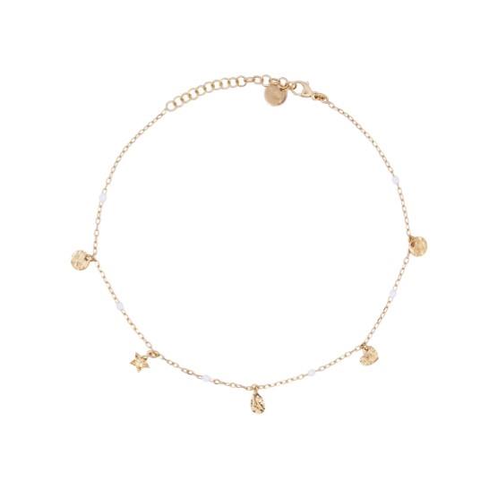 CAVIGLIERA CHARMS E DETTAGLIO SMALTO BIANCO - ANKLETS MANIA RUE DES MILLE - RUE DES MILLE