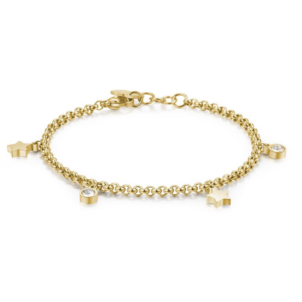 BRACCIALE GOLD CON STELLINE E CRISTALLI BIANCHI - S