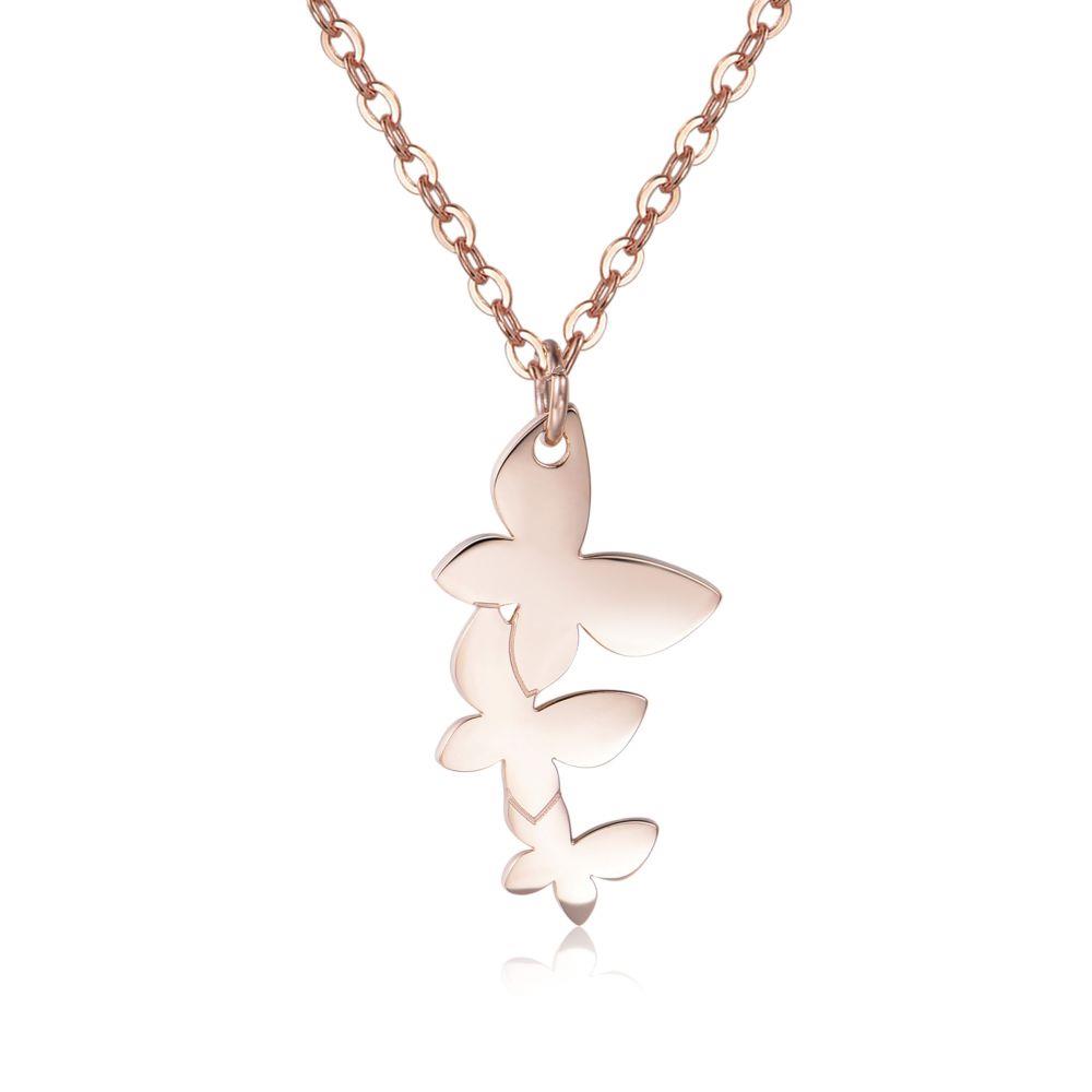 COLLANA TRIO PENDENTE FARFALLE ROSÈ - S