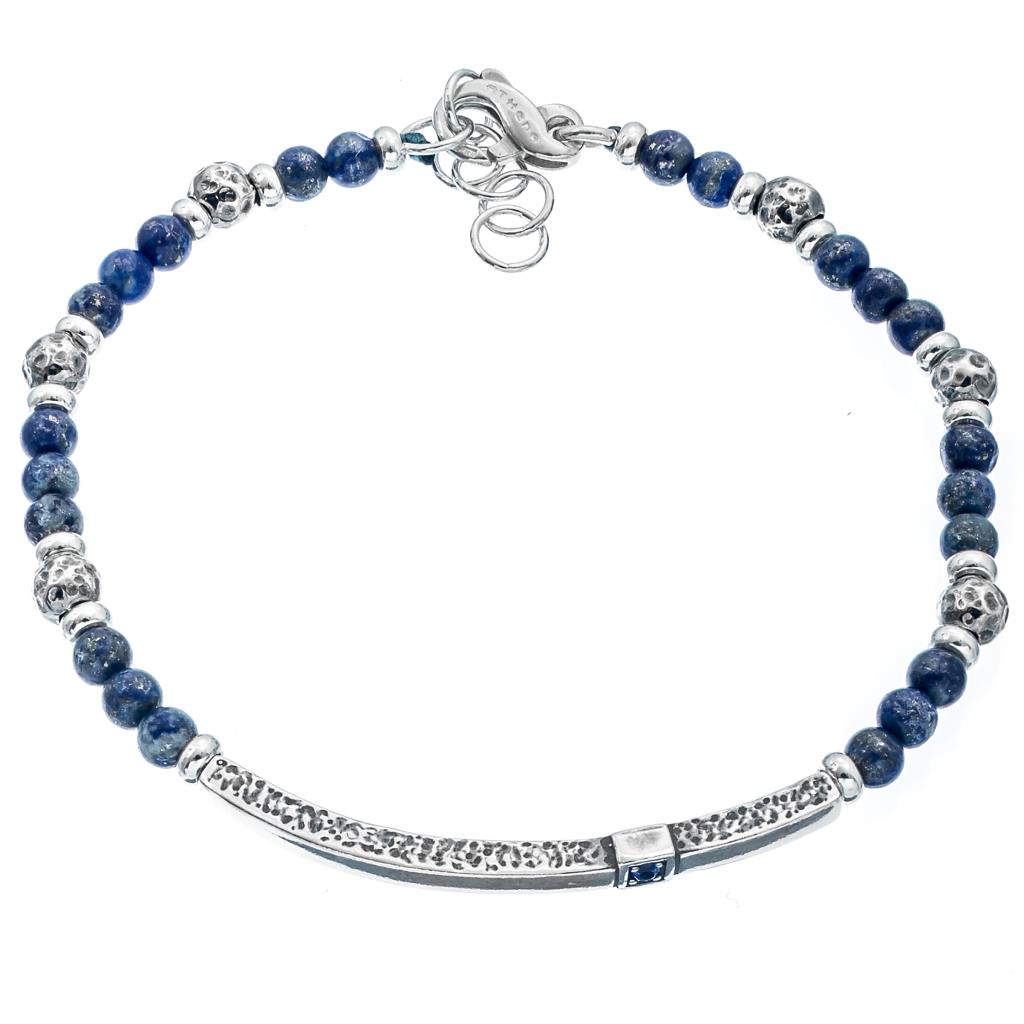 SOULMAN &ndash; BRACCIALE IN ARGENTO BRUNITO E PIETRE DI AGATA NERA - ATHENA 