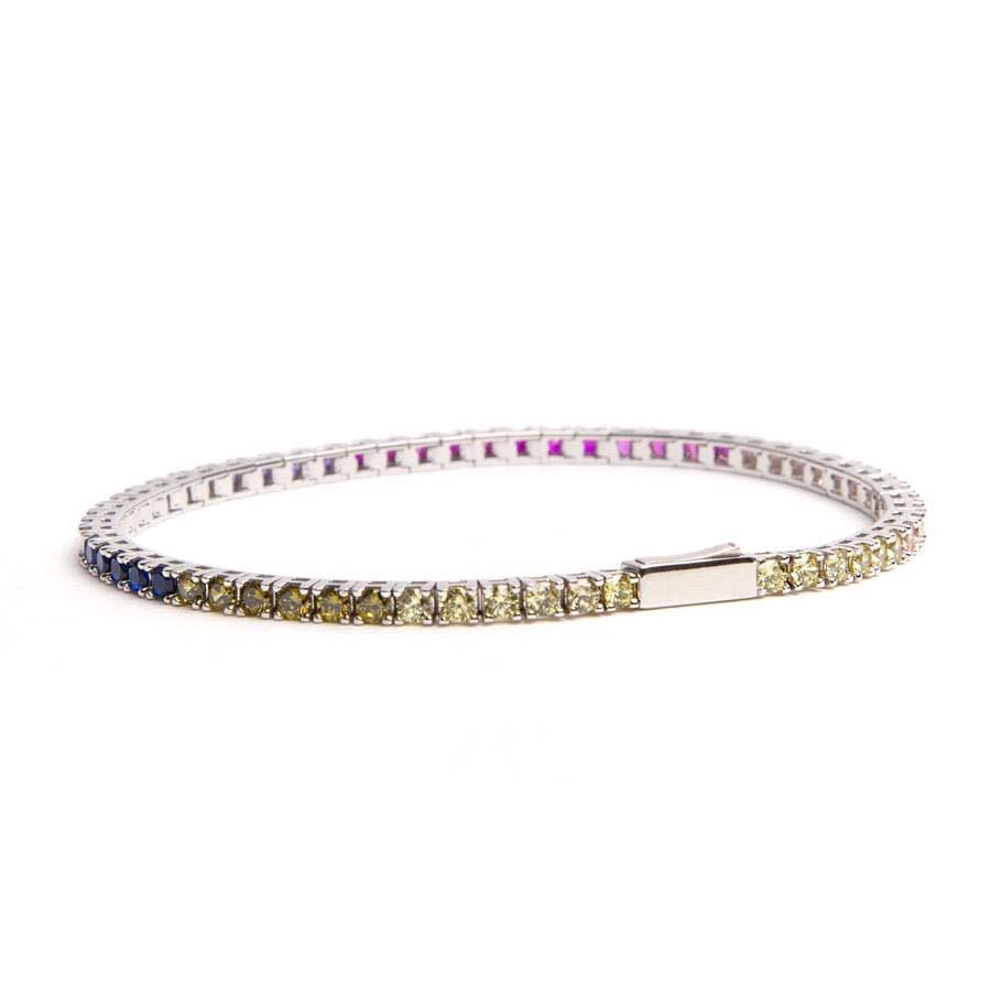 BRACCIALE TENNIS IN ARGENTO CON ZIRCONI COLORATI RAINBOW 1,75MM  - JIMMY O