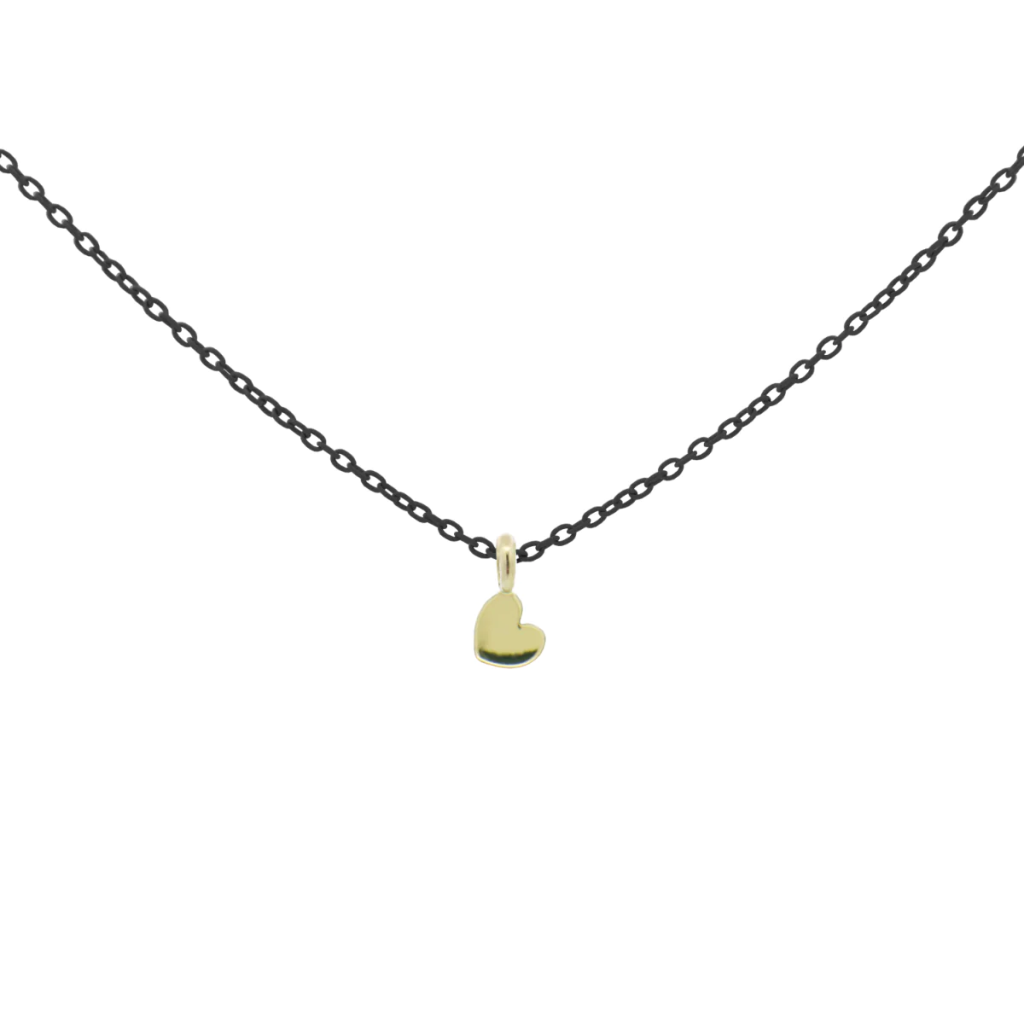 GIROCOLLO CUORE CON CATENA VERNICE NERA ORO 18KT - RUE DES MILLE