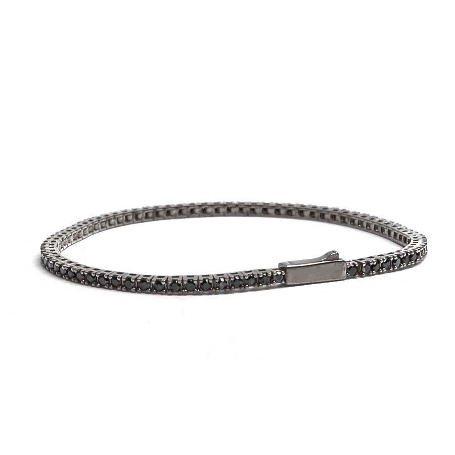 BRACCIALE TENNIS IN ARGENTO CON ZIRCONI NERI 1,75 - JIMMY O