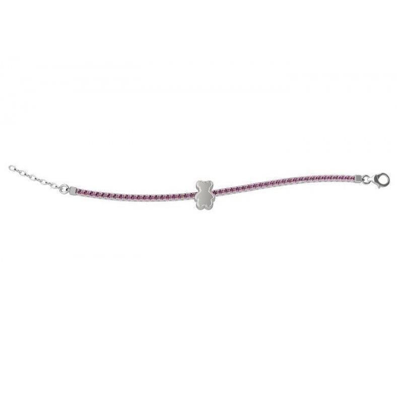 BRACCIALE TENNIS BIMBO IN ARGENTO E ZIRCONI ROSA - NANAN