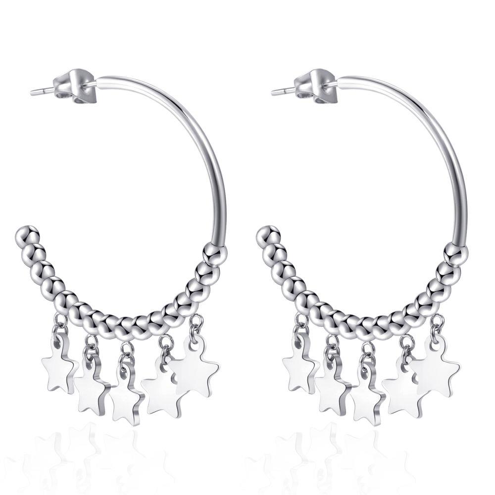 ORECCHINI A CERCHIO CON BOULE E STELLE - S