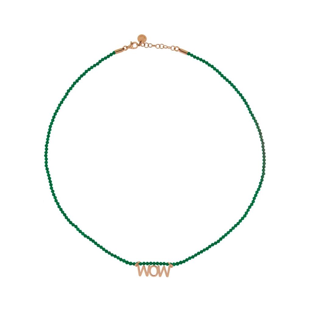 GIROCOLLO CATENA PIETRE VERDI NOME PERSONALIZZABILE - RUE DES MILLE