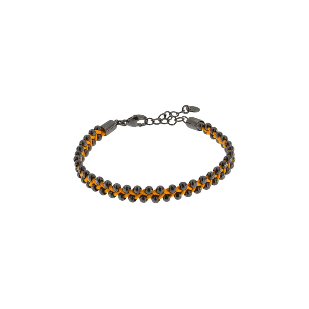 BRACCIALE TRECCIA GALVANICA BRUNITA ARANCIO FLUO - RUE DES MILLE