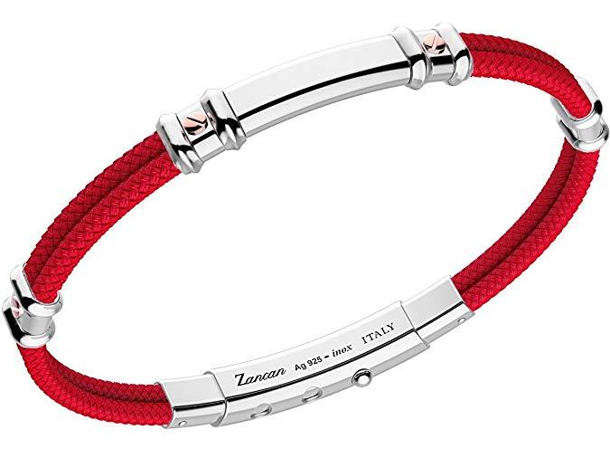 BRACCIALE IN ARGENTO CON DETTAGLI IN ORO E KEVLAR COLORATO ROSSO - ZANCAN