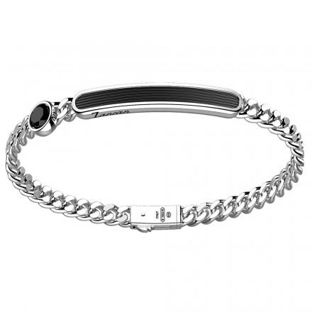 BRACCIALE IN ARGENTO CON PLACCA NERA E PIETRA ONICE - ZANCAN