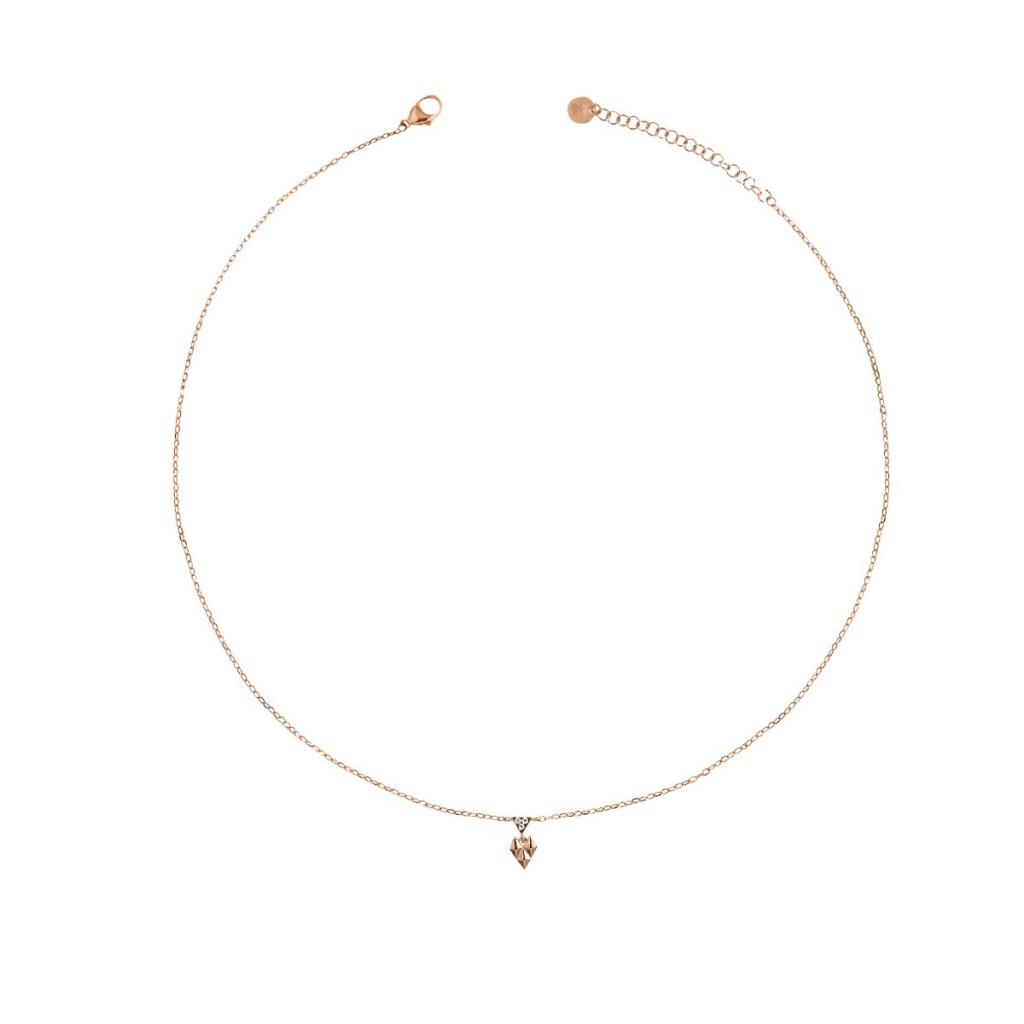 GIROCOLLO MINI CUORE MATTO E BORCHIE PLACCATURA ORO ROSA - RUE DES MILLE