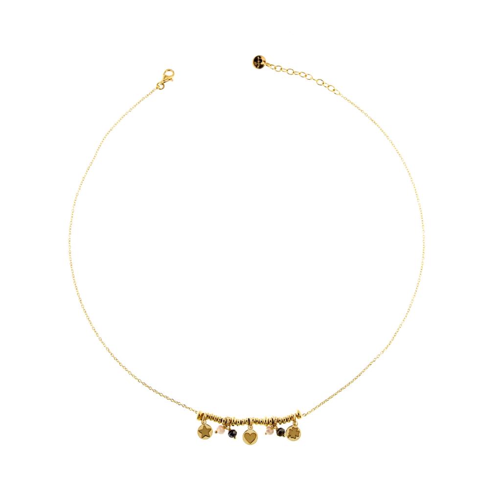 GIROCOLLO PIETRE E MEDAGLIETTE PENDENTI - GIPSY TIERRA ORO GIALLO RUE DES MILLE - RUE DES MILLE