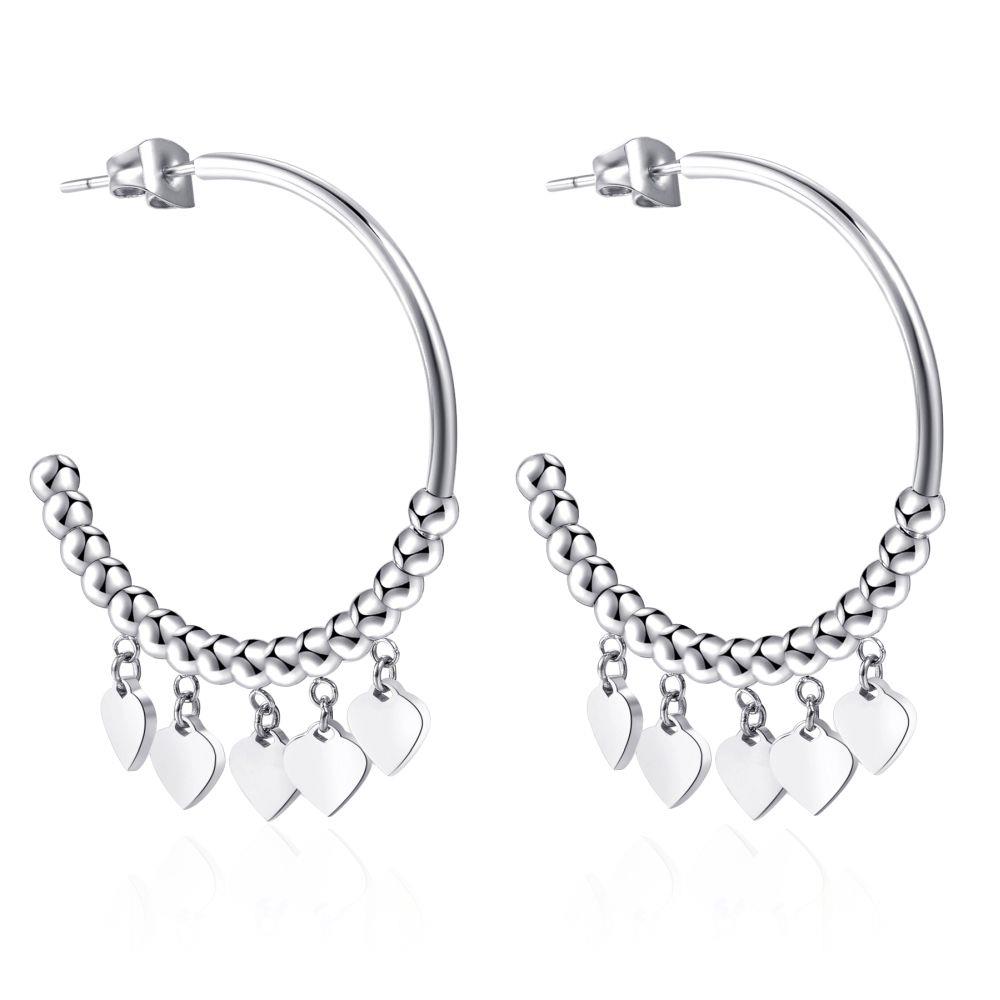 ORECCHINI A CERCHIO CON BOULE E CUORI - S