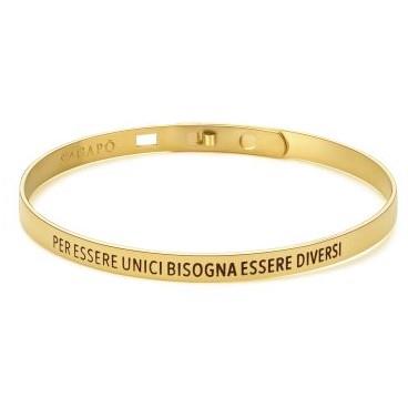 BRACCIALE HAPPY RIGIDO GOLD "PER ESSERE UNICI BISOGNA ESSERE DIVERSI" - S