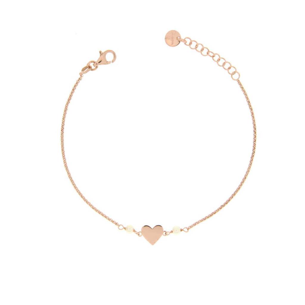 BRACCIALE CATENELLA PERLA E INSERTO CUORE - RUE DES MILLE