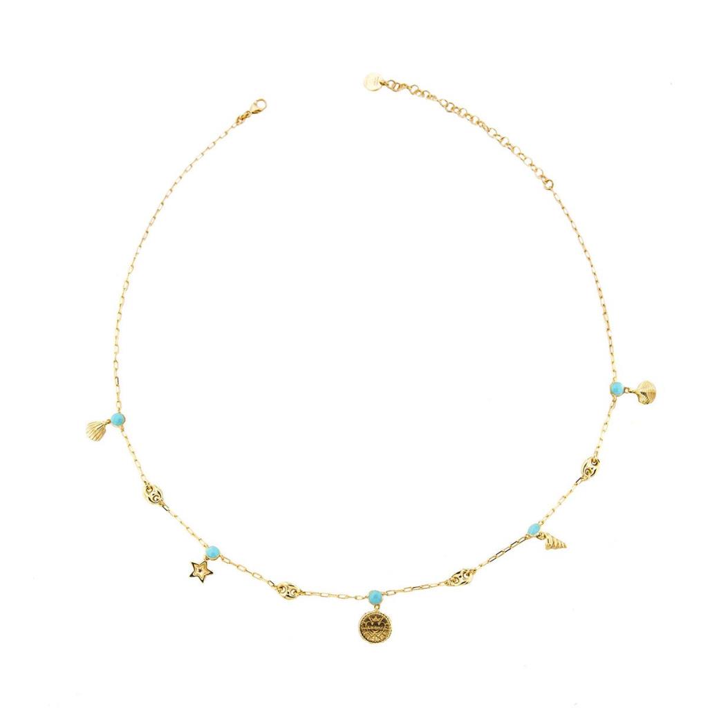 COLLANA PENDENTI CONCHIGLIE E SMALTO TURCHESE - RUE DES MILLE